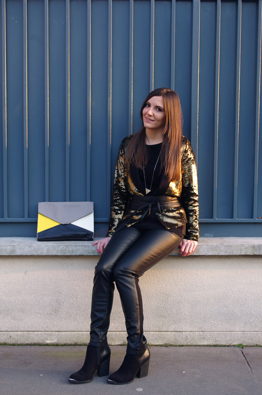 veste paillettes or
