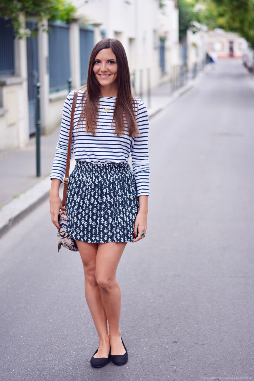 mixer les imprimes bleu