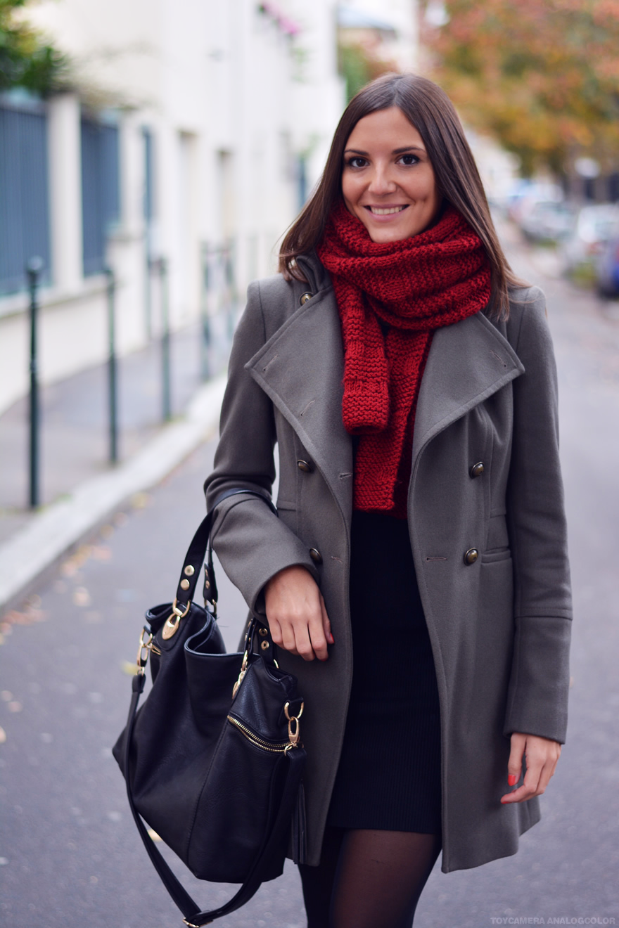 look echarpe rouge