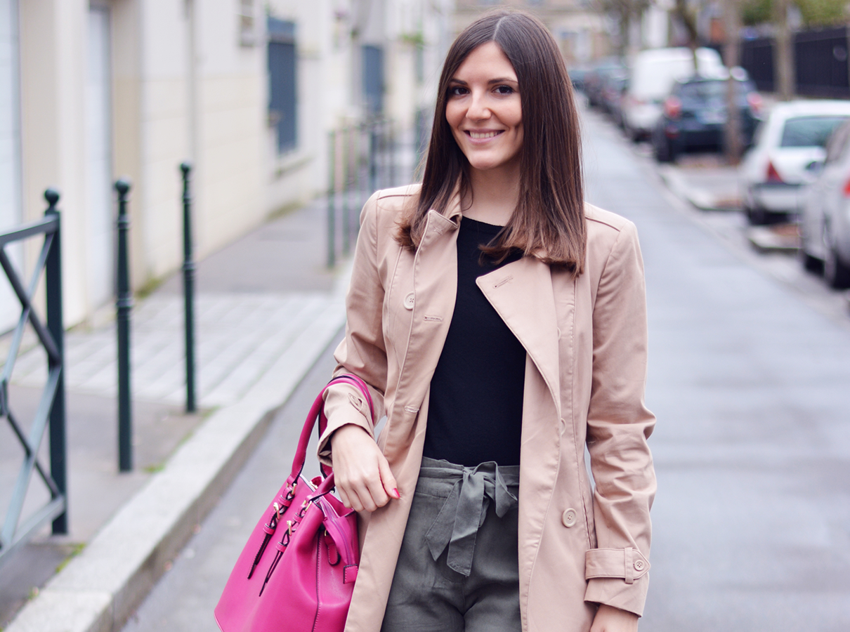 pantalon kaki taille haute